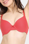 Rosaline Padded Wired 3/4th Coverage Push-Up Bra - Poppy Red — thumbnail 4
